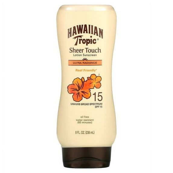 Hawaiian Tropic Sheer Touch Ultra Radiance Lotion Sunscreen Broad Spectrum SPF 15, 8.0 fl oz