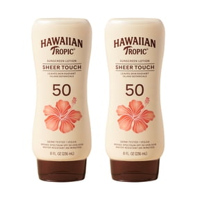 Hawaiian Tropic Sheer Touch Ultra Radiance Lotion Sunscreen SPF 50, Twin Pack, 8 Fl Oz each