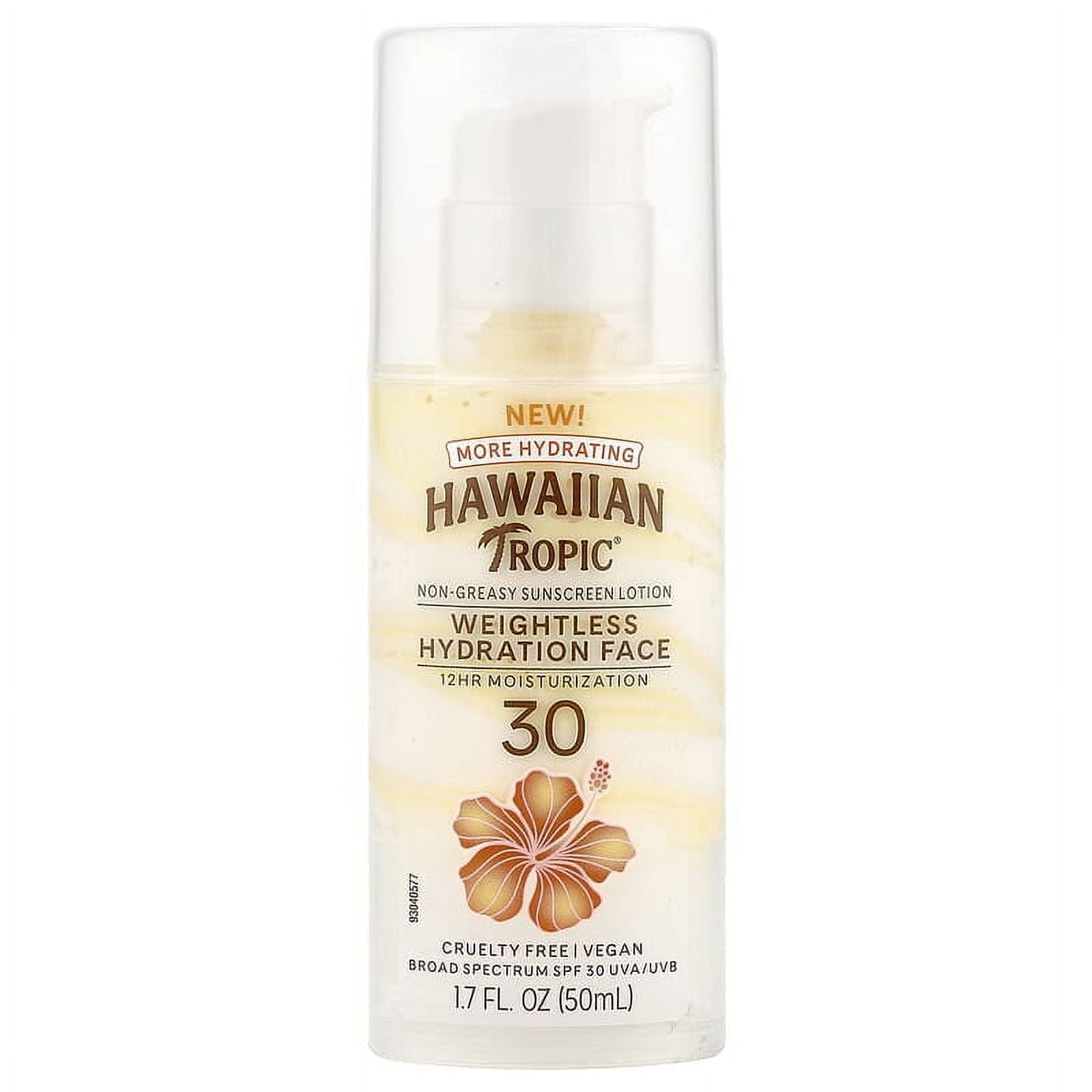 Hawaiian Tropic, Silk Hydration, Weightless Face, Oil-Free Sunscreen Lotion, SPF 30, 1.7 oz Pack of 2