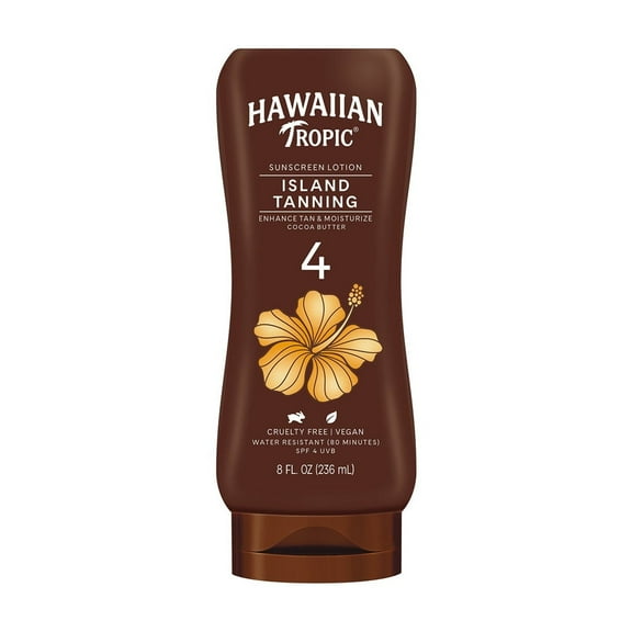 Hawaiian Tropic Sunscreen Lotion Protects Skin Pamper Nourishing Spf 4, 8 oz