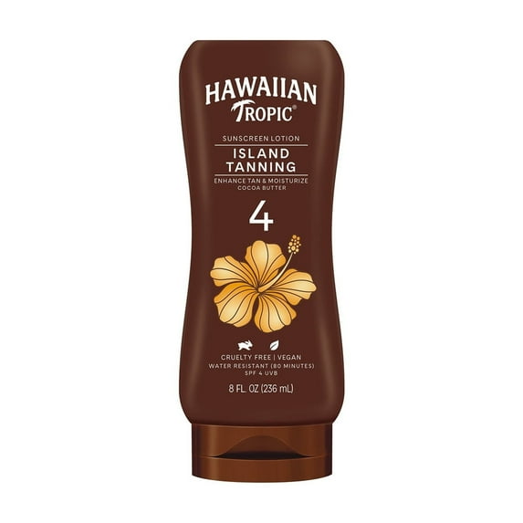Hawaiian Tropic Tanning Lotion Sunscreen SPF 4 - 8 oz, Pack of 4