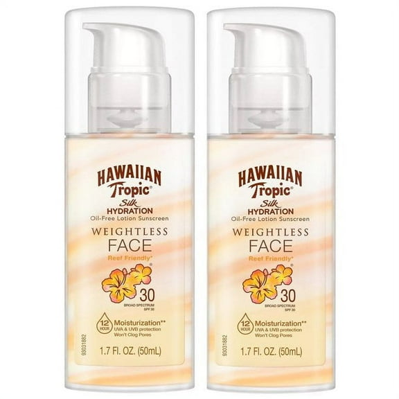 Hawaiian Tropic Weightless Face SPF 30 Sunscreen Lotion (1.7 fl. oz., 2pk)