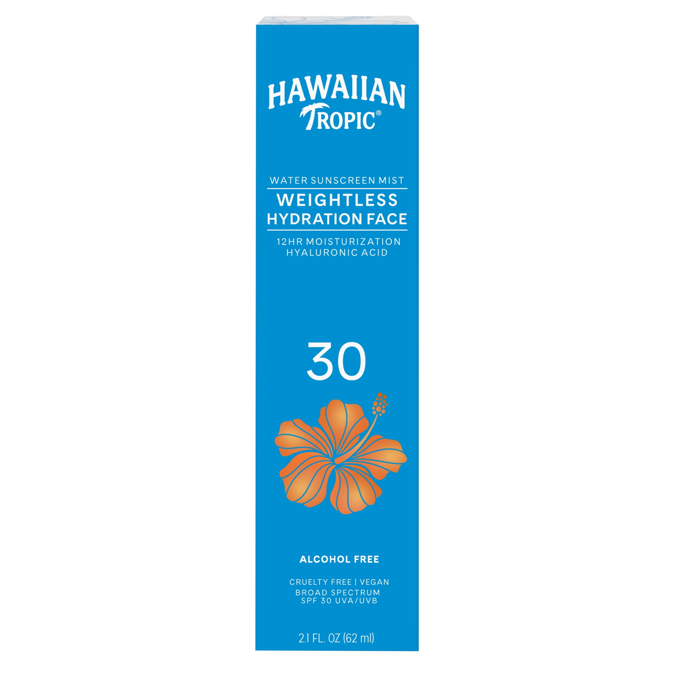 Hawaiian Tropic Weightless Hydration Water Mist Face Sunscreen, SPF 30, 2.1 fl oz