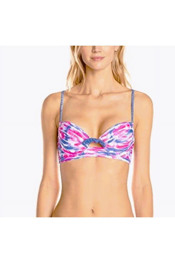 Hawaiian Tropic Women's Push Up Bikini Top, Pink/Blue, Medium