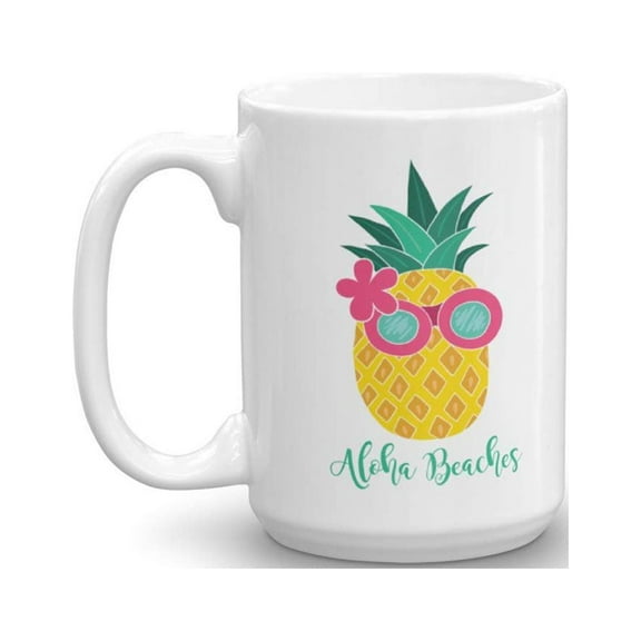 Hawaiian Tropical Aloha Beaches Pineapple Coffee & Tea Gift Mug (15oz)