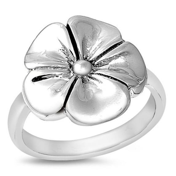 Hawaiian Tropical Flower Plumeria Ring .925 Sterling Silver Band Jewelry Female Male Unisex Size 9