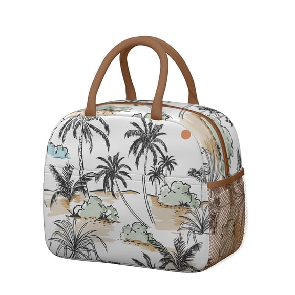 Hawaiian Tropical Island Insulated Lunch Bag - Reusable Thermal Lunch Box, Durable & Lightweight for Work, Commuters, Aloha Beachy Design