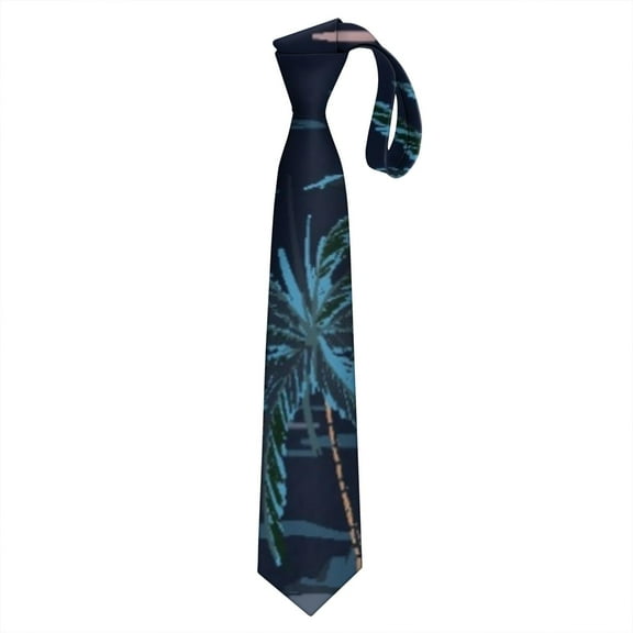 Hawaiian Tropical Island Men's Satin Necktie - Wrinkle-Resistant Formal Tie for Wedding & Business - Exotic Palm Tree Design - 58.3" Length with Gift Box