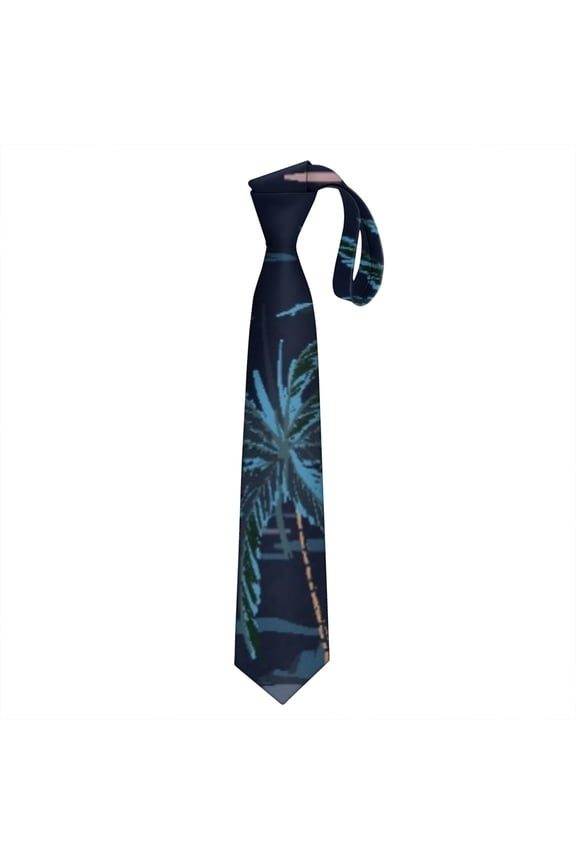 Hawaiian Tropical Island Men's Satin Necktie - Wrinkle-Resistant Formal Tie for Wedding & Business - Exotic Palm Tree Design - 58.3" Length with Gift Box
