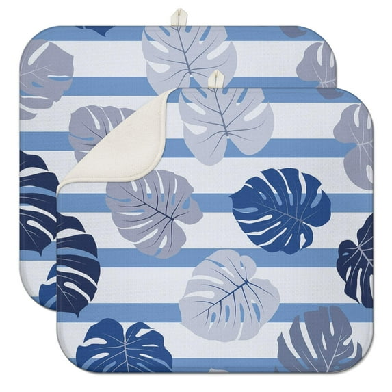 Hawaiian Tropical Leaf Dish Drying Mat – Vibrant Palm Leaf and Jungle Leaves Pattern for Beach Vacation Vibes