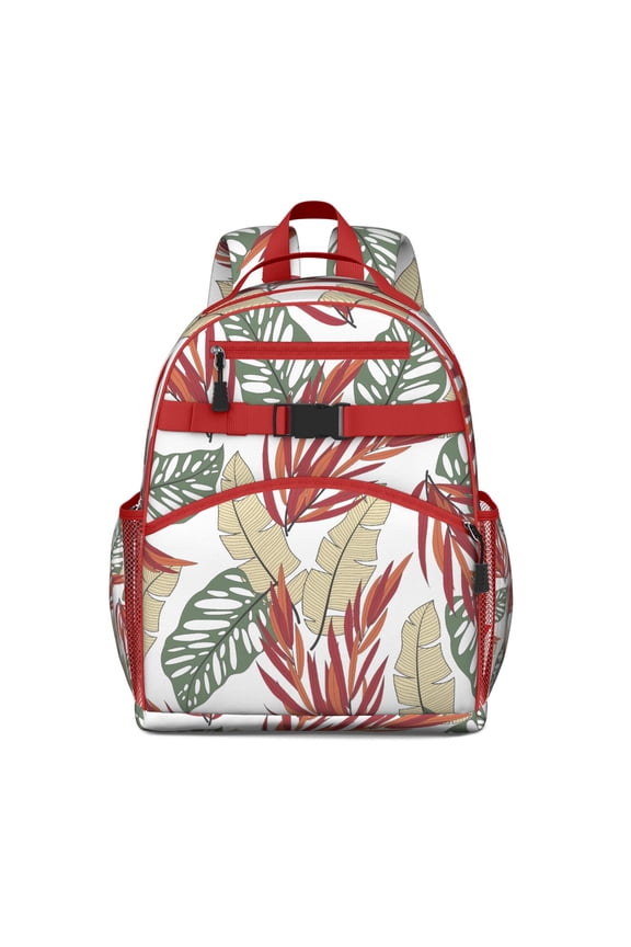 Hawaiian Tropical Leaf Waterproof Backpack - Lightweight Breathable Daypack for Travel, School & Commuting