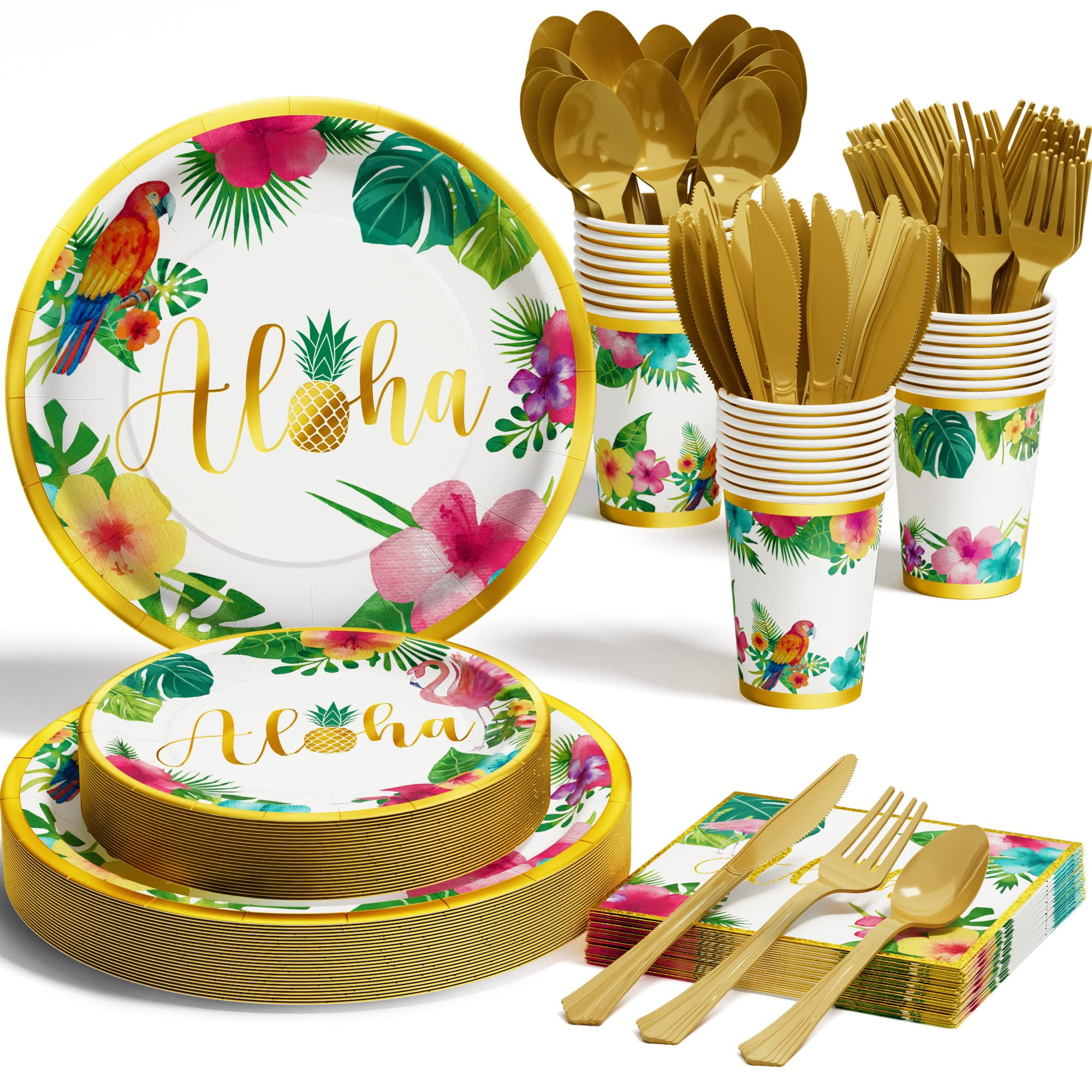 Hawaiian Tropical Luau Party Decorations Supplies 175 PCS Hawaiian