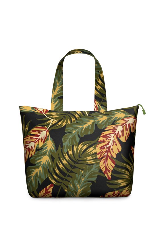 Hawaiian Tropical Plant Weekender Tote - Spacious Zippered Travel Bag with Interior Organization, Leafy Floral Print, Comfortable Handles for Women & Students