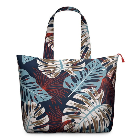 Hawaiian Tropical Plant Weekender Tote - Spacious Zippered Travel Bag with Interior Organization, Leafy Floral Print, Comfortable Handles for Women & Students