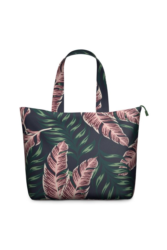 Hawaiian Tropical Plant Weekender Tote - Spacious Zippered Travel Bag with Interior Organization, Leafy Floral Print, Comfortable Handles for Women & Students