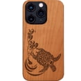 thumbnail image 1 of Hawaiian Turtle 3 - Engraved Wodden Phone Case for iPhone 14 Pro, Color: Cherry, 1 of 5