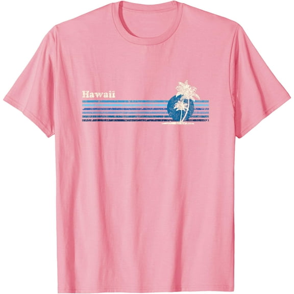 Hawaiian Vintage 80s Palm Trees Sunset Unisex T-Shirt for Men Women Kids Toddler,Light Pink Color,Size 3T