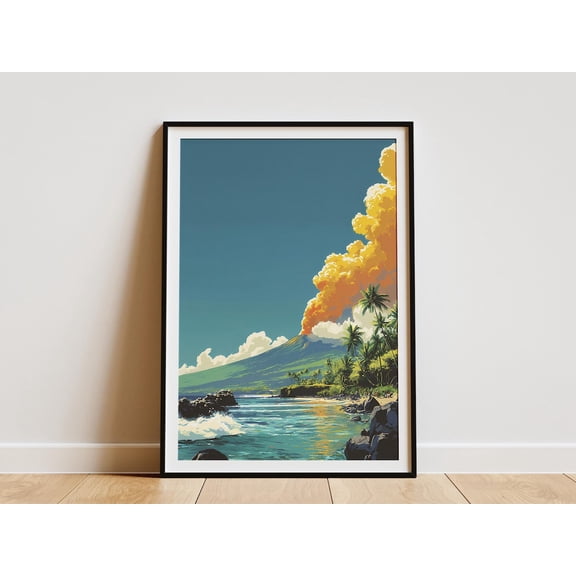 Hawaiian Volcano Eruption Tropical Poster Unframed Paper Print