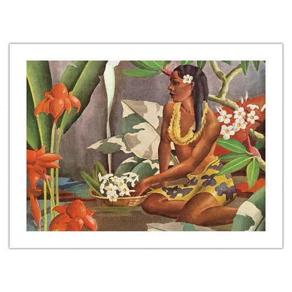 Hawaiian Wahine (Woman) - Dole Pineapple Company - Vintage Magazine Advertisement by Lloyd Sexton c.1935 - Bamboo Fine Art 290gsm Paper Print (Unframed) 18x24in
