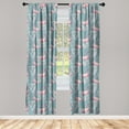 thumbnail image 1 of Hawaiian Window Curtains, Triangles and Palm Leaves Flamingo Birds Holiday Themed Modern Pattern, Lightweight Decor 2-Panel Set with Rod Pocket, Pair of - 28"x95", Cadet Blue and Pink, by Ambesonne, 1 of 3
