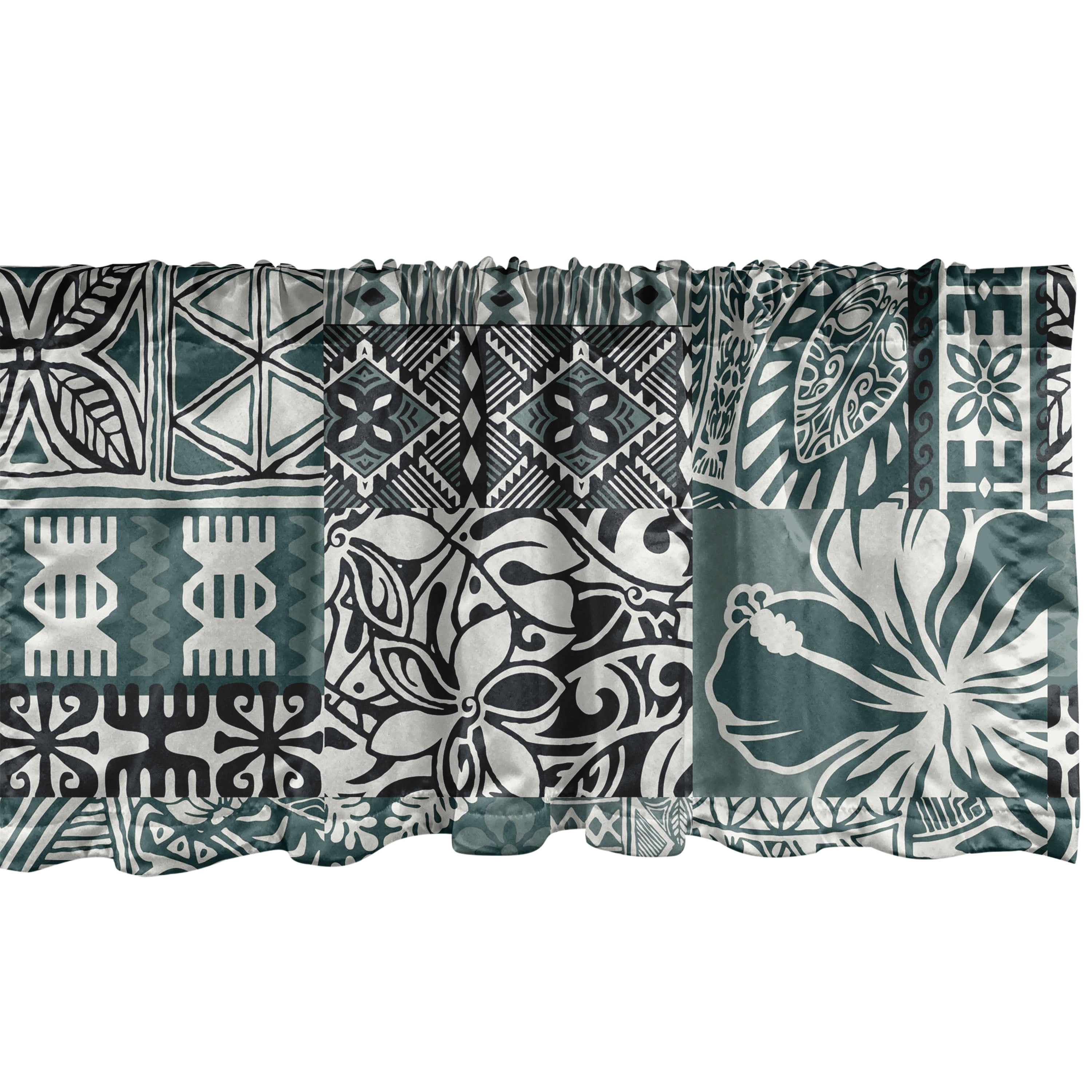 Hawainn Pattern Window Hawaiian Window Valance, Ethnic Style Illustrated Flower Pattern with ...