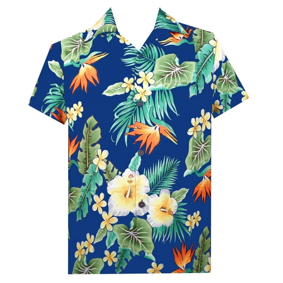 Hawaiian shirt For Men Floral Tropical Shirts Blue 4XL