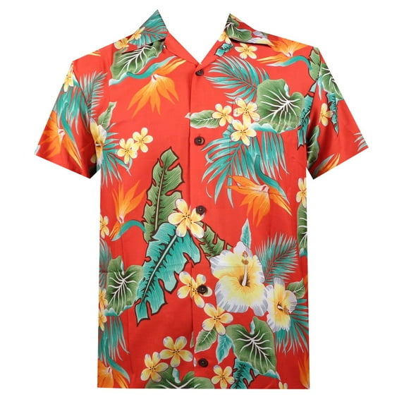 Hawaiian shirt For Men Funny Floral Tropical Shirts Red M