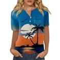 thumbnail image 2 of ZESICA Women's Boho Striped Henley Top - 3/4 Sleeve Casual Blouse For Spring & Fall 2 of 9