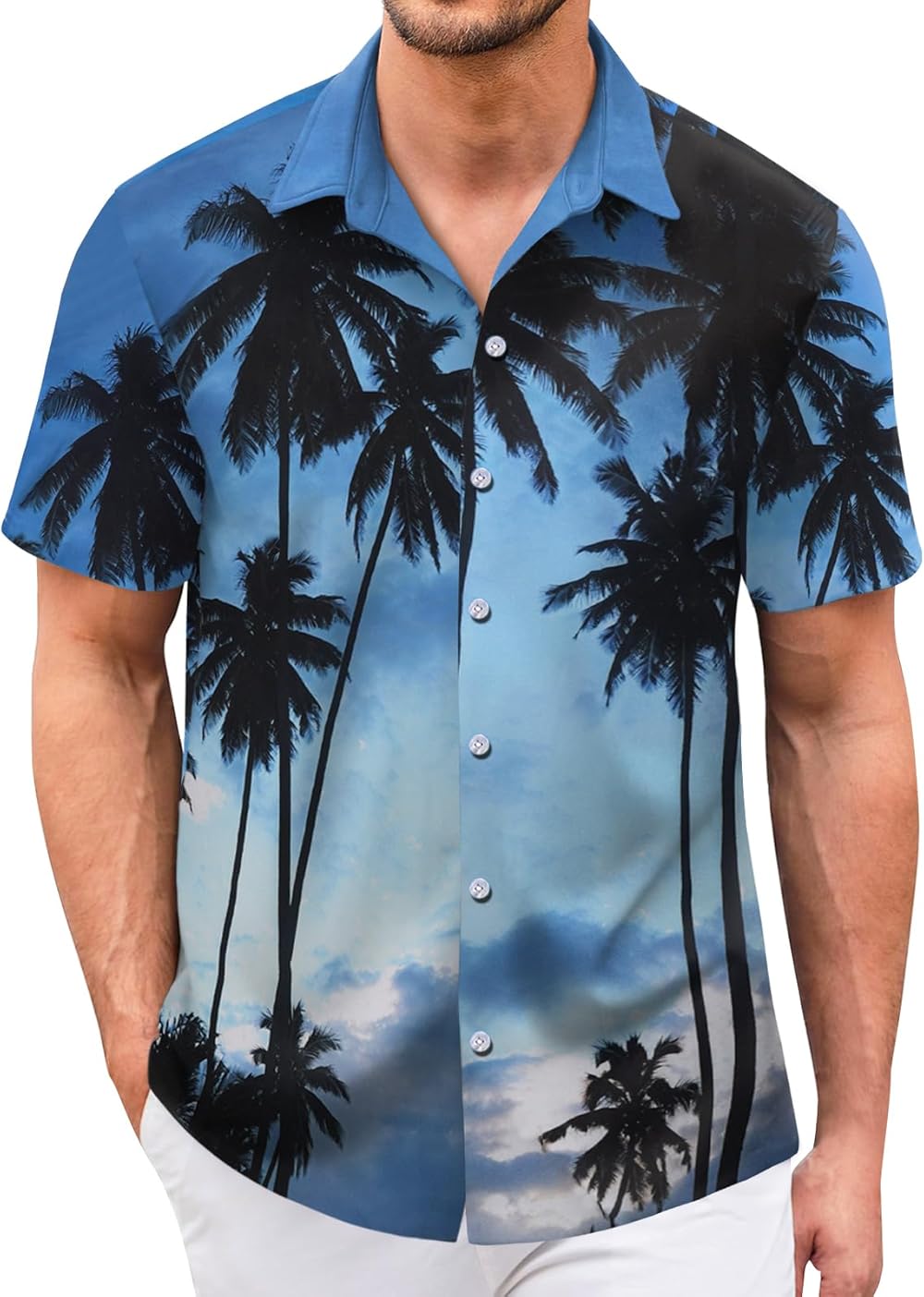 Tropical Foliage Blue - Sunset Shirt