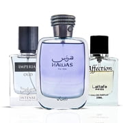 Hawas for Him 100ml by Rasasi, Imperial Oud 50ml by Intense Elite, Affection 20ml by Lattafa Pride - Eau de Parfum Sprays Bundle