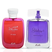 Hawas Pink 100ml & Shuhrah Sensuelle 90ml - Eau de Parfum Sprays by Rasasi Bundle