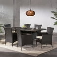 thumbnail image 1 of Hawawa Outdoor Transitional 7 Piece Wicker Dining Set with Water-Resistant Cushions, multibrown, 1 of 11