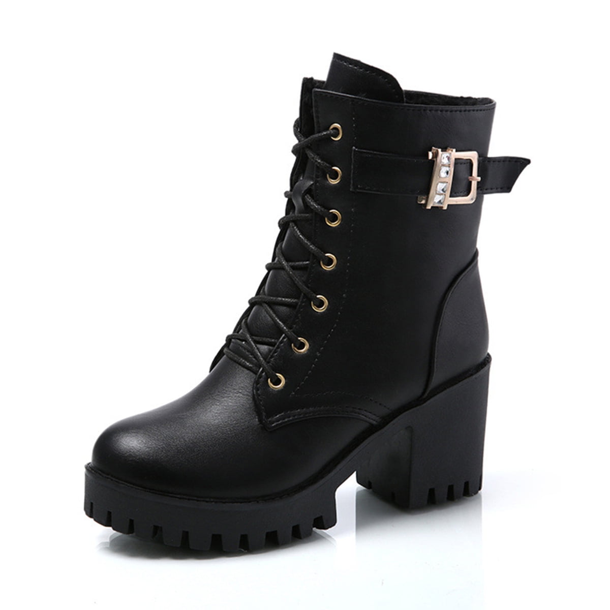 Jsaierl Platform Boots for Women, Heeled Combat Boots Chunky Heel Booties  Round Toe Lace Up High Heel Ankle Boots - Walmart.com