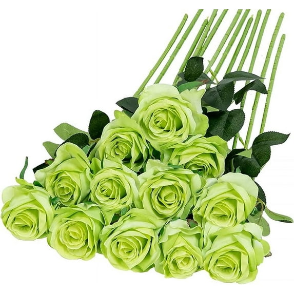 Hawesome 12PCS Artificial Silk Flowers Realistic Roses Bouquet Long Stem for Home Wedding Decoration Party (Blue 1)