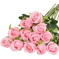 thumbnail image 1 of Hawesome12PCS Artificial Silk Flowers Realistic Roses Bouquet Long Stem for Home Wedding Decoration Party (Z-Rose Buds Pink), 1 of 5