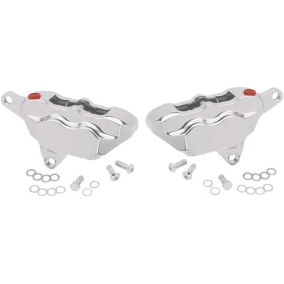 Hawg Halters Inc FKDDCC550 4 Piston Dual Disc Front Brake Caliper Kit - Chrome
