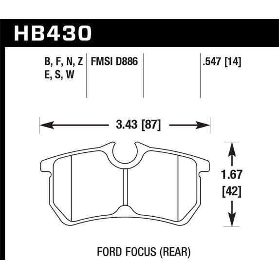Hawk 00-07 Ford Focus DTC30 Rear Race Brake Pads Fits select: 2003 FORD FOCUS SE/SE SPORT/ZTW, 2002 FORD FOCUS SE/SE COMFORT/SE SPORT