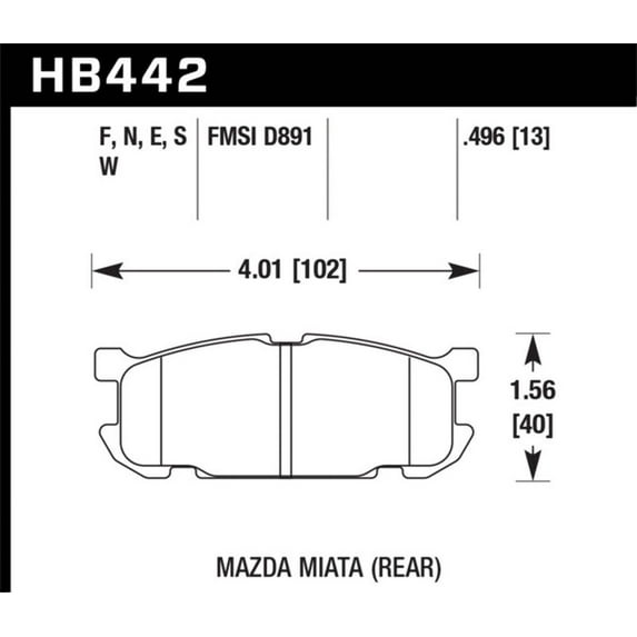 Hawk 01-02 Miata w/ Sport Suspension HP+ Street Rear Brake Pads (D891)