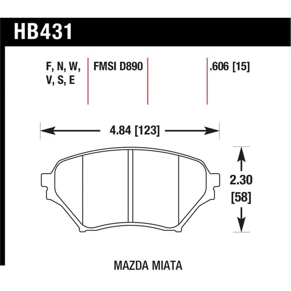 Hawk 01-05 Miata w/ Sport Suspension HPS Street Front Brake Pads D890 Fits select: 2001 MAZDA MX-5 MIATA, 2002-2003 MAZDA MX-5 MIATA BASE/LS