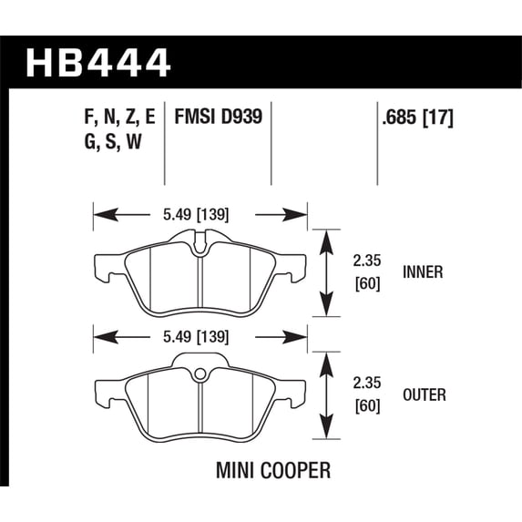 Hawk 09-10 Mini Cooper HPS Street Front Brake Pads