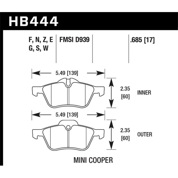 Hawk 02-06 Mini Cooper / Cooper S HPS Street Front Brake Pads