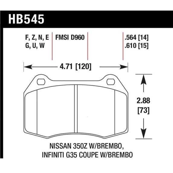 Hawk 03-04 Infiniti G35 / 04-09 Nissan 350z w/ Brembo Brakes DTC-70 Race Front Brake Pads Fits select: 2007-2008 NISSAN 350Z COUPE, 2003-2006 NISSAN SENTRA SE-R SPEC V
