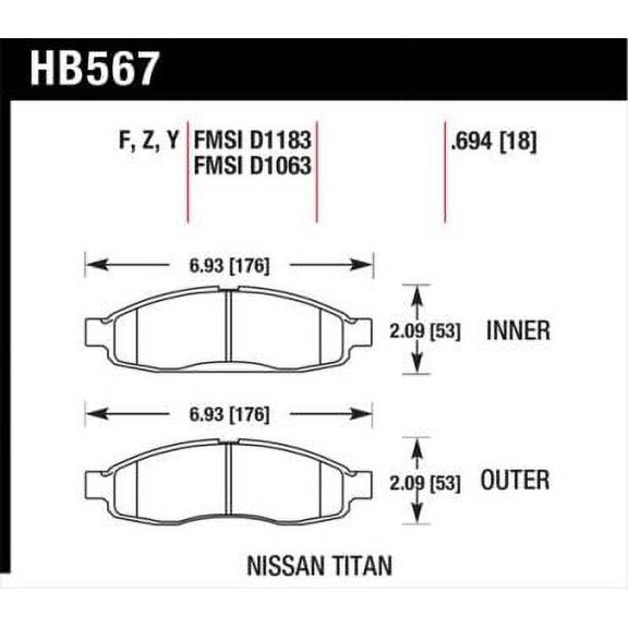 Hawk 04-06 infiniti QX56 / 05-06 Armada / 04 Pathfinder / 04-07 Titan LTS Street Front Brake Pads Fits select: 2004-2007 NISSAN TITAN, 2004-2006 NISSAN ARMADA