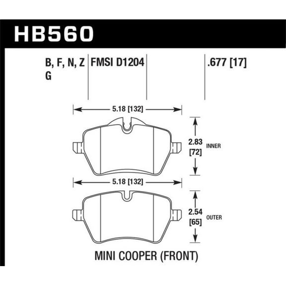 Hawk 05-06 JCW R53 Cooper S & 07+ R56 Cooper S HP+ Street Front Brake Pads Fits select: 2014 MINI COOPER, 2006-2012 MINI COOPER S