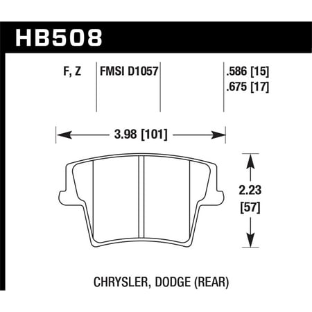 Hawk 05-14 Chrysler 300 HPS 5.0 Rear Brake Pads - HB508B.586 Fits select: 2006-2007 DODGE CHARGER R/T, 2008 DODGE CHARGER SXT