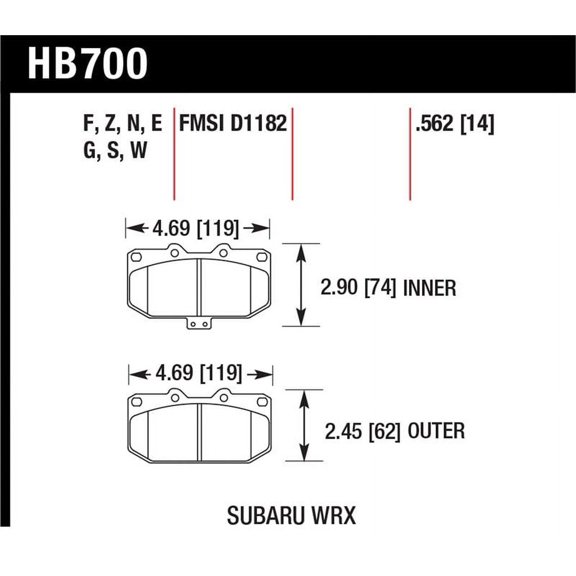 Hawk 06-07 Subaru WRX Performance Ceramic Front Brake Pads