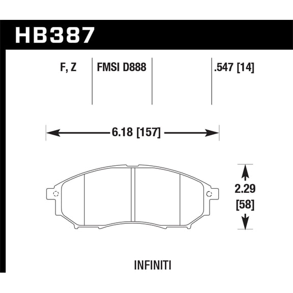 Hawk 06-09 350z/ 05-08 G35 w/o Brembo Performance Ceramic Street Front Brake Pads Fits select: 2009-2010,2013 INFINITI G37