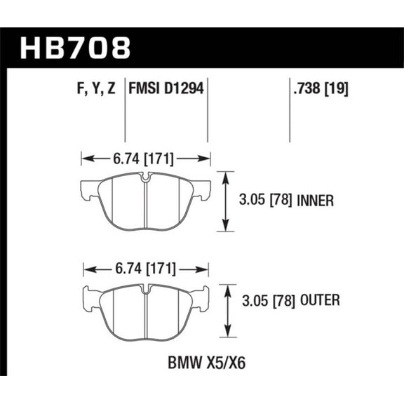 Hawk 07-08 BMW X5 3.0si/4.8i / 09-13 X5 Xdrive / 08-13 X6 Xdrive Perf Ceramic Frt Street Brake Pads