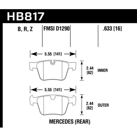 Hawk 08-14 Mercedes-Benz CL63 AMG/CL65 AMG HPS 5.0 Rear Brake Pads