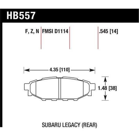 Hawk 08 WRX Rear HP+ Street Brake Pads Fits select: 2014-2015 SUBARU FORESTER 2.5I PREMIUM, 2013-2015 SUBARU XV CROSSTREK